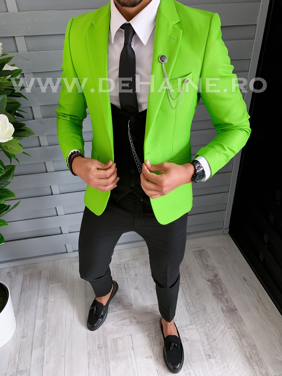 Sacou barbati verde slim fit b1523 s3